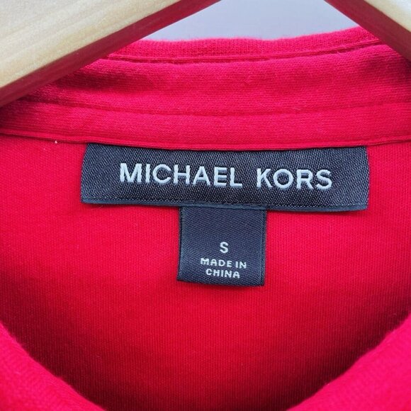 Michael Kors Mens Size Small 100% Cotton Logo Short Sleeve Polo Shirt in Red - Picture 4 of 5